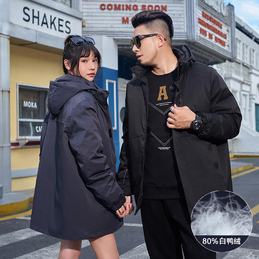 【新款DMH】大依优型大码男装羽绒服外套大号外套休闲加肥加大胖子穿上衣时尚白鸭绒可拆卸帽 商品图1