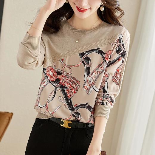 针织衫女长袖春秋季2023新款洋气毛衣宽松春秋小众别致女人味上衣 商品图3