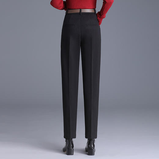 MYX-XBMY-QQ9328-L简约长款时尚毛呢锥形裤2023年秋冬款高腰休闲宽松时髦哈伦裤 商品图2