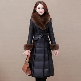 冬季新款，羽绒服女中长款妈妈装带毛领加厚白鸭绒外套QYM-LRX-YBE23830-Y