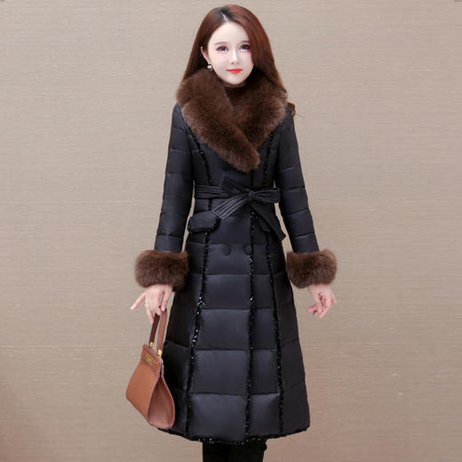 冬季新款，羽绒服女中长款妈妈装带毛领加厚白鸭绒外套QYM-LRX-YBE23830-Y 商品图0