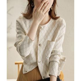 针织衫开衫女宽松秋季新款长袖小香风外套春秋时尚洋气上衣