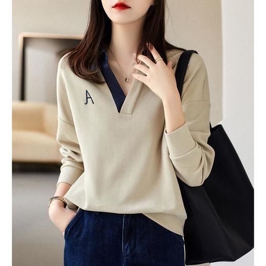 卫衣女长袖秋季衣服新款洋气韩版宽松设计感女人味v领上衣 商品图0
