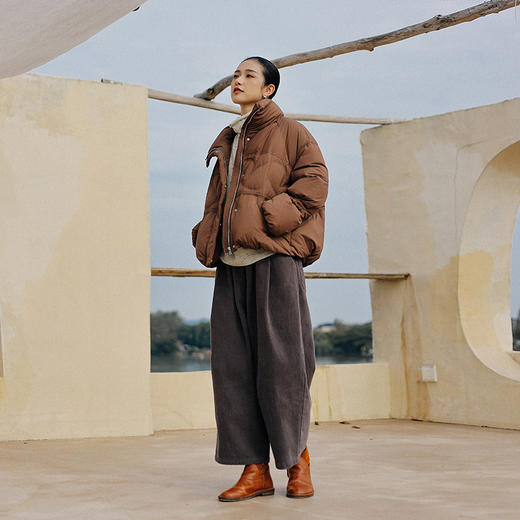 绽放911朵/全棉加厚萝卜裤2023秋冬新款全腰松紧文艺通勤休闲裤 商品图3