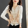 针织衫开衫女宽松秋装新款长袖外套春秋法式别致洋气v领上衣 商品缩略图0