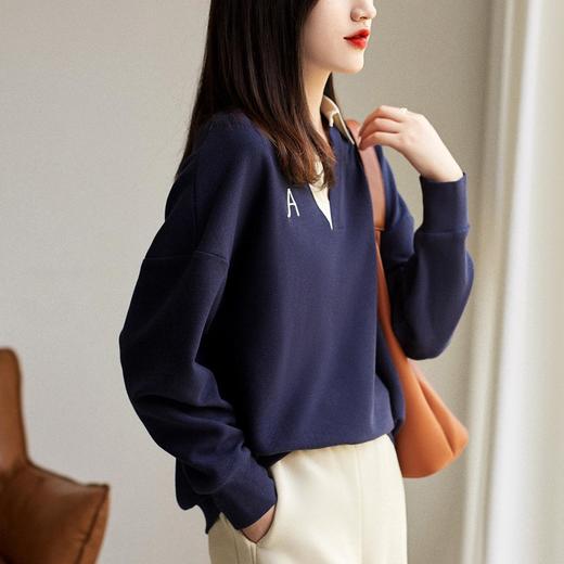 卫衣女长袖秋季衣服新款洋气韩版宽松设计感女人味v领上衣 商品图3