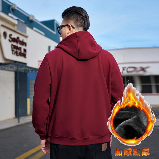 【一口价】加绒【新款DMH】大依优型大码男装加绒连帽夹克加肥加大休闲夹克胖子宽松弹力运动外套上衣 商品图3