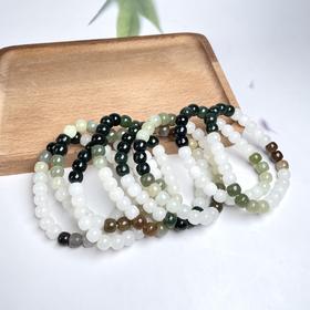 和田玉单圈手串-多宝渐变老型珠