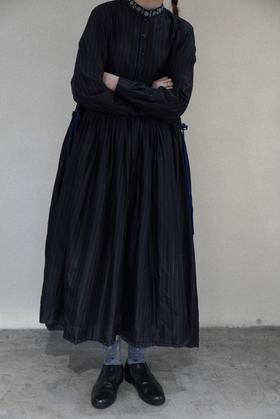 MAKU textiles｜真丝花边领长裙连衣裙