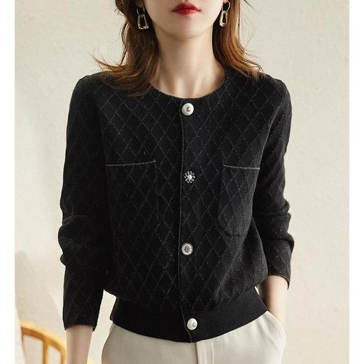 针织衫开衫女宽松秋季新款长袖小香风外套春秋时尚洋气上衣 商品图2