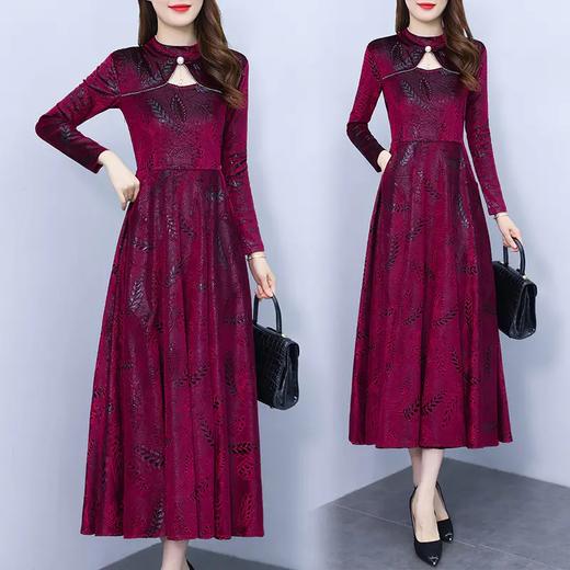 秋季新款，时尚洋气半高领显瘦减龄过膝长裙碎花连衣裙AHM-xrxm3402 商品图0