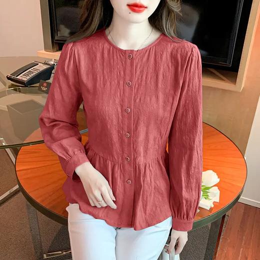 秋季新款，通勤穿搭法式掐腰上衣显瘦超柔软蓝色衬衫KQL-310H1916 商品图1