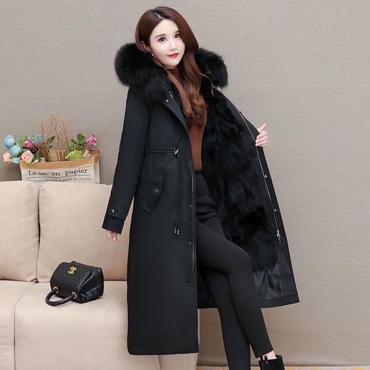 ALBB-新款派克服女中长款皮毛一体可拆卸仿狐狸毛内胆水貂毛皮修身外套 商品图2