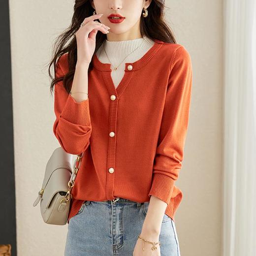 假两件撞色半高领毛衣女秋冬款百搭气质复古针织打底衫 商品图3