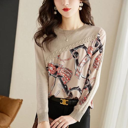 针织衫女长袖春秋季2023新款洋气毛衣宽松春秋小众别致女人味上衣 商品图2