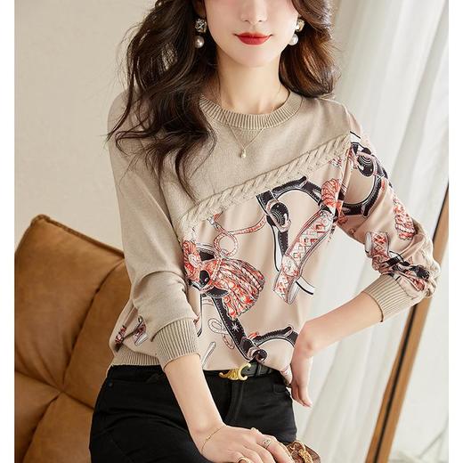 针织衫女长袖春秋季2023新款洋气毛衣宽松春秋小众别致女人味上衣 商品图4