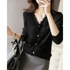 针织衫女长袖毛衣春秋季新款黑色流苏小外套春秋款女装v领上衣 商品缩略图3