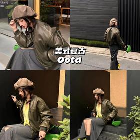 新品上身 | 复古绿美拉德外套，短款廓形好显比列！✨