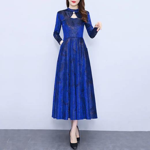 秋季新款，时尚洋气半高领显瘦减龄过膝长裙碎花连衣裙AHM-xrxm3402 商品图4