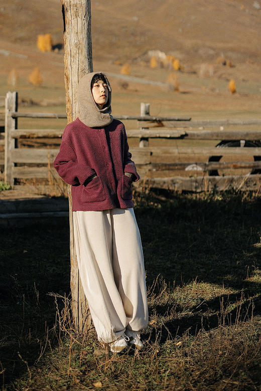 绽放902朵/小奶猫摇粒绒外套2023秋冬圆领单排扣开襟贴袋复古优雅 商品图5