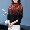 FCSF8328 2023新款时尚复古文艺印花毛衣女秋季宽松长袖慵懒风针织洋气上衣 商品缩略图1