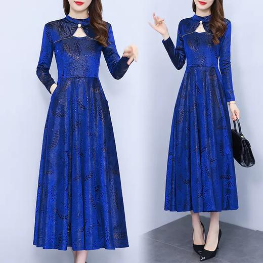 秋季新款，时尚洋气半高领显瘦减龄过膝长裙碎花连衣裙AHM-xrxm3402 商品图2