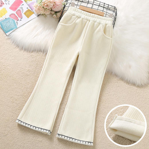 【加绒喇叭裤！一体绒面料】女童加绒裤子秋冬款洋气时髦，采用加绒设计，能够有效保暖 时髦的微喇叭设计呼应着流行潮流，洋气的风格让小公主们瞬间成为时尚焦点lm 商品图0