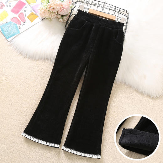 【加绒喇叭裤！一体绒面料】女童加绒裤子秋冬款洋气时髦，采用加绒设计，能够有效保暖 时髦的微喇叭设计呼应着流行潮流，洋气的风格让小公主们瞬间成为时尚焦点lm 商品图5