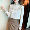 秋装新款，针织拼接雪纺衫女装长袖木耳边立领衬上衣KQL-157T6820 商品缩略图4