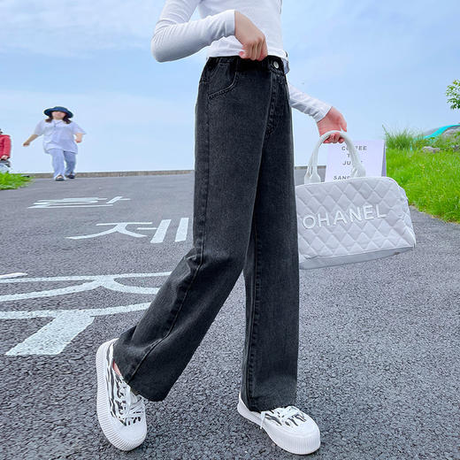 【韩版牛仔阔腿裤！青春洋溢】女孩大童牛仔裤韩版秋装，冬天休闲宽松儿童裤子，一条搞定时尚个性 时尚舒适亲肤的选择，阔腿裤型设计，展现自由与活力lm 商品图5