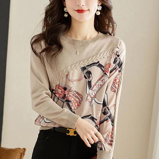 针织衫女长袖春秋季2023新款洋气毛衣宽松春秋小众别致女人味上衣 商品图1