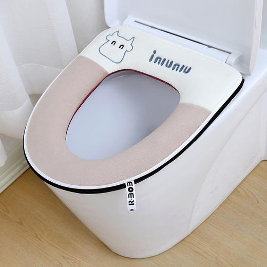 【水晶绒坐垫】家用刺绣可爱马桶垫秋冬带提手 加厚坐垫套珊瑚绒保暖拉链款坐垫（可机洗） 商品图2