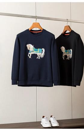 高端30W针唐三彩刺绣液氨工艺情侣卫衣