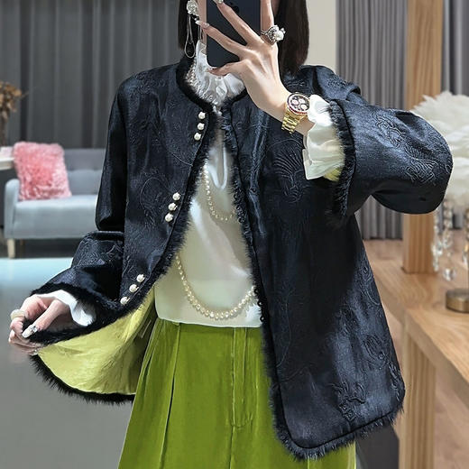 KDS-2335夹棉棉衣冬款新中式刺绣加厚棉服外套 商品图3