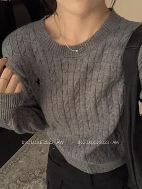 拉夫灰色毛衣认准实拍