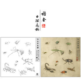【大彩图】李晓明工笔画白描底稿斗方小品《草虫册页》临摹勾线花鸟线稿K119