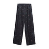 谜底灯芯绒阔腿裤女2023冬新款复古印花松紧腰宽松长裤234MK1541 商品缩略图4