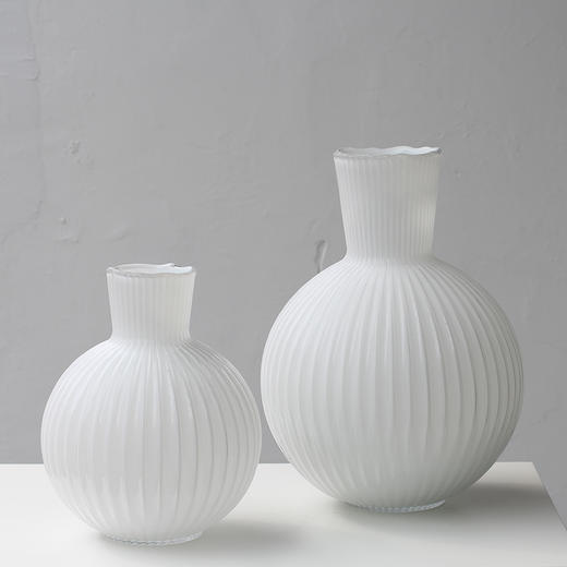 现代简约大肚透明灰玻璃花瓶手工白瓷干花插花居家装饰艺术摆件 商品图7