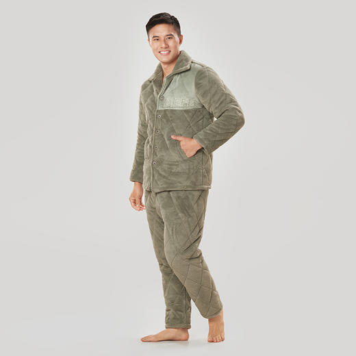 都市丽人都市锋尚生活家居男士睡衣晶粒绒夹棉加厚款长袖长裤类家居服套装FH31H9 商品图2