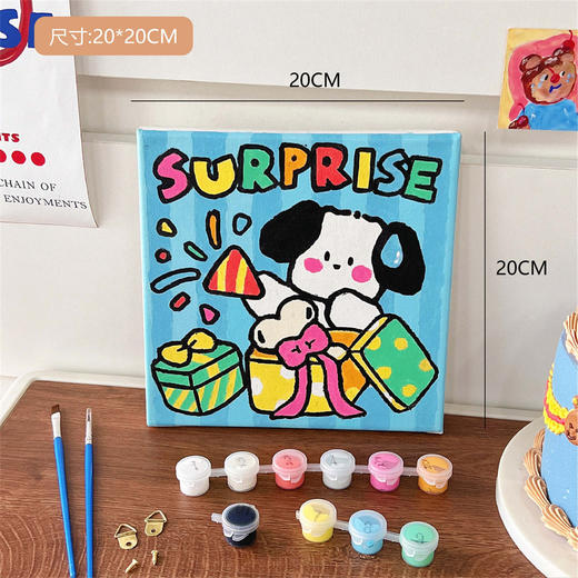 【多种款式！每款都好可爱呀】DIY填充儿童数字油画装饰画，可爱卡通动物手工填色治愈画，化解烦恼 可搭配画架 材料齐全 商品图8