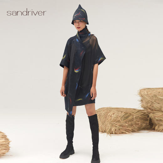 手工羊绒毡7分袖长款风衣SJF95W430W 商品图4