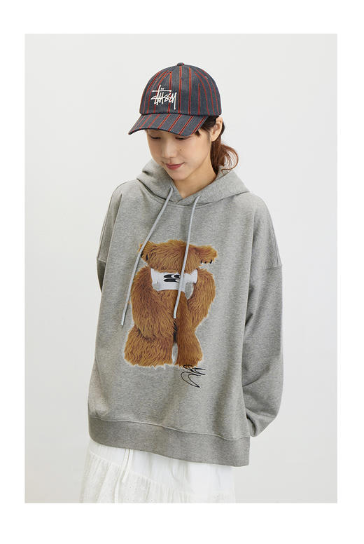 CryingCenter 哭哭长毛小熊花灰连帽上衣情侣款 商品图2