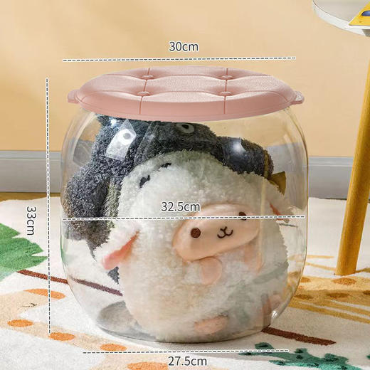 【透明可视！玩具收纳凳】多功能儿童玩具公仔收纳，透明换鞋凳家用客厅储物娃娃收纳桶，透明桶身 一目了然 好习惯从小培养 让宝宝爱上收纳 商品图5