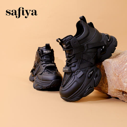 Safiya/索菲娅2023秋冬潮酷增高力MAX加绒松糕厚底机车运动鞋 SF34112403 商品图4