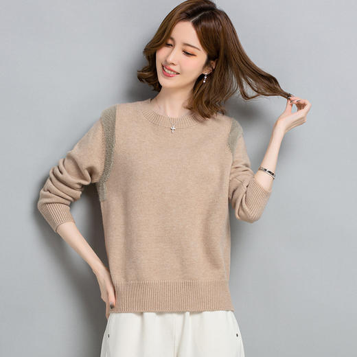 秋冬加厚时尚外穿，微胖正肩毛衣女宽松慵懒风大码圆领打底衫女短款CC-23182 商品图4