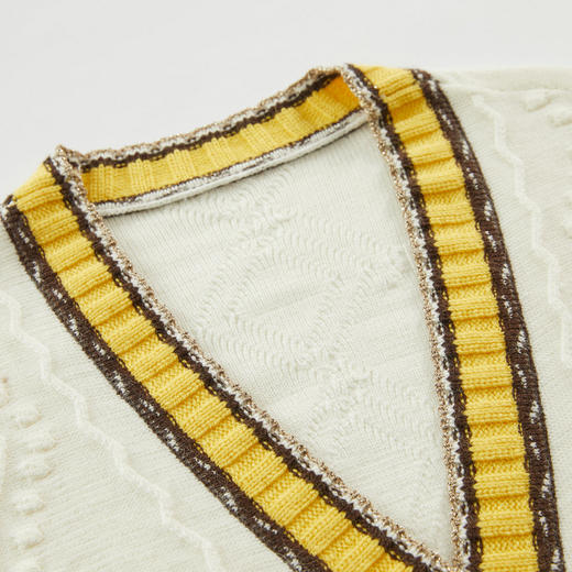 谜底针织开衫女2023冬季新款学院风提花百搭中长款毛衫234MZ1870 商品图3