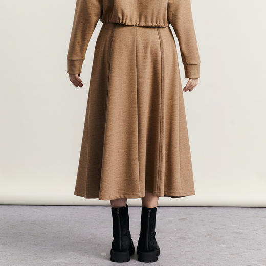 谜底A字型半身裙2023冬季新品文艺风高腰百搭单排扣长裙234MB1568 商品图2