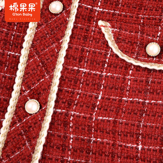 棉果果春季新品中国红女童小香风背心裙M522702423654 商品图3