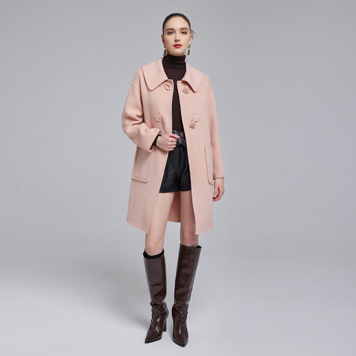 NH915斯尔丽23冬装新款气质时尚翻领装饰扣高级感显高双面呢大衣 商品图3