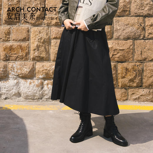 ARCHCONTACT安启美奈圆头舒适粗跟绑带女靴52873-1 商品图2
